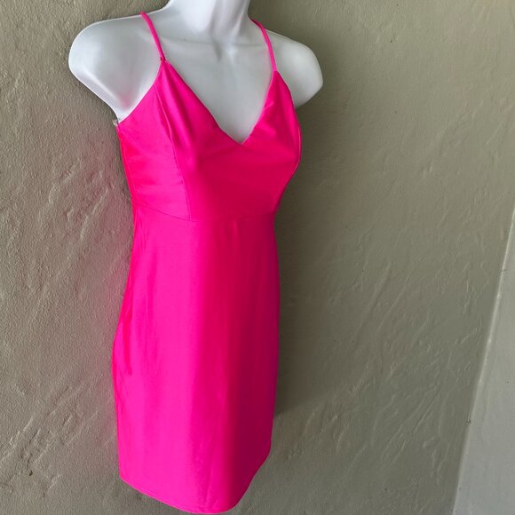 TIMING LOS ANGELES PINK SATIN MINI DRESS MED NWT - Picture 2 of 5